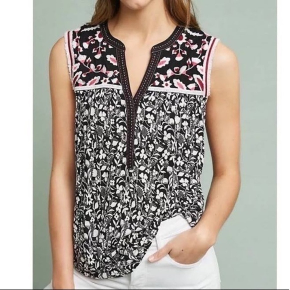 Anthropologie One September Austin Black & White Top Small
